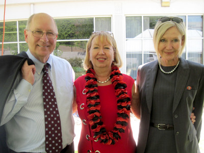 Retiring Grady Dean E. Culpepper 'Cully' Clark with Carolyn Caudell Tieger (center) and Dr. Parker Middleton.