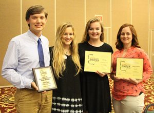 Nearly 220 high school journalists and their advisors attended the 2016 Georgia Scholastic Press Association awards at the Classic Center. Individual and group awards were given in nearly 30 categories including outstanding writing, photojournalism, design, infographics, broadcast and digital media projects.