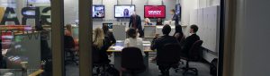 A photo of the Grady Newsource room on the first floor of the University of Georgia’s Grady College of Journalism and Mass Communication building in Athens, Georgia, on Friday, September 1, 2016. In the Newsource class held in this room, students learn the ins and outs of reporting for television and work on putting together their own broadcasts from around campus and the Athens area.