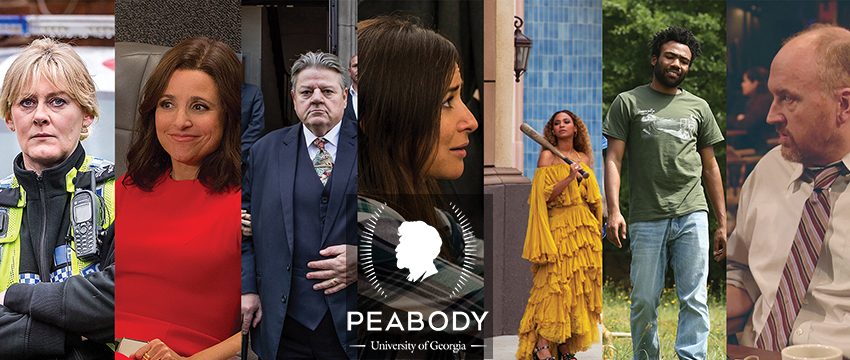 Seven entertainment shows will be recognized at the 76th Peabody Awards on May 20, 2017. Those shows include (from left): "Happy Valley," "VEEP," "National Treasure," "Better Things," "Lemonade," "Atlanta," and "Horace and Pete."