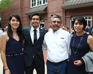 Orlando Pimentel and his family after Grady Convocation April 27, 2017.