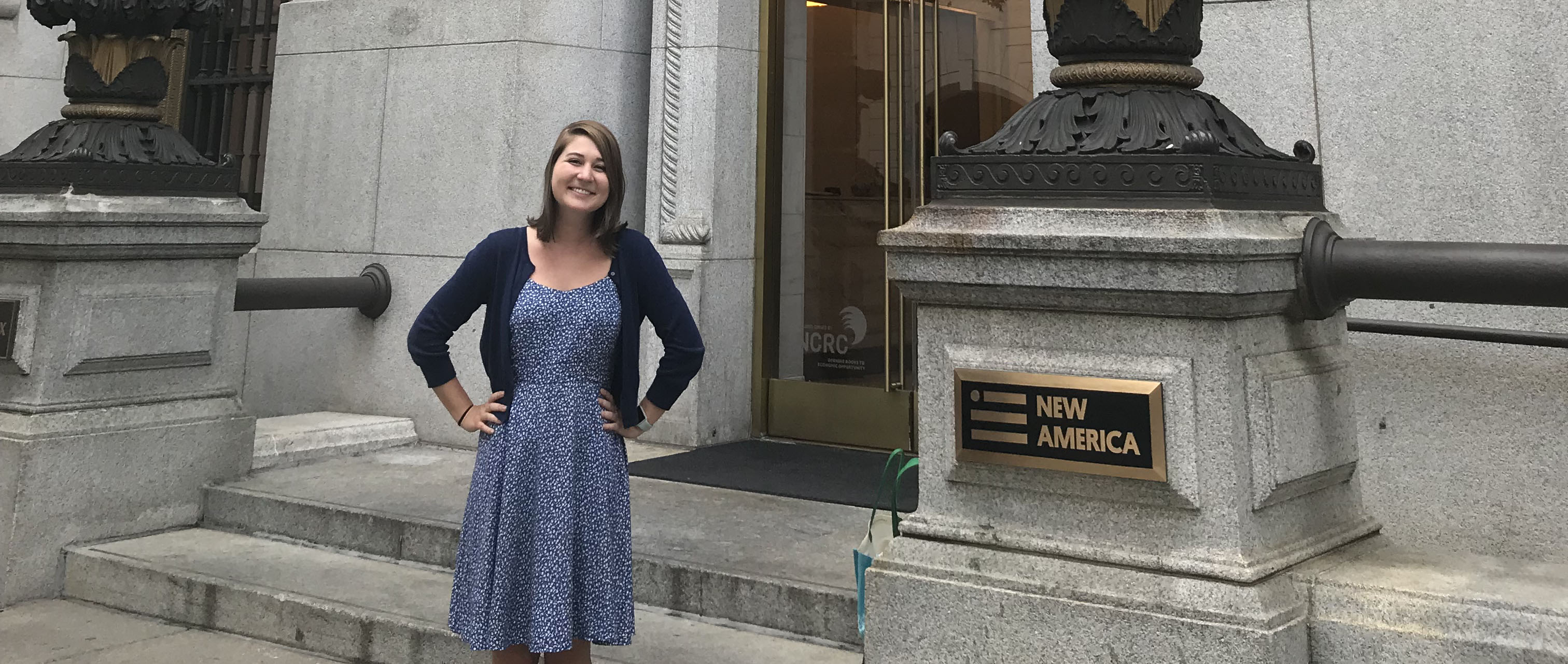 Lake, standing outside the New America's Open Technology Institute in Washington, D.C., says her career path is a moving target, but that her experiences this summer have provided her yet another option of what she might do following graduation.