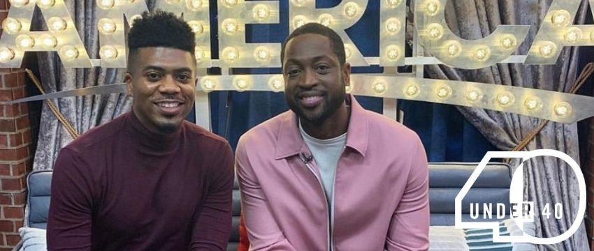 Eric Jones and Dwayne Wade sitting together on Good Morning America