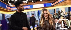 Eric Jones and Sarah Jessica Parker on the set of Good Morning America