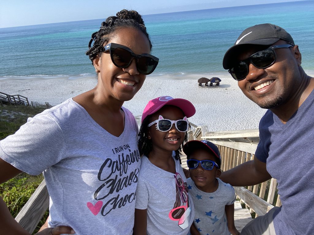 Jamelia Outlaw Smith and her family on a beach vacation together