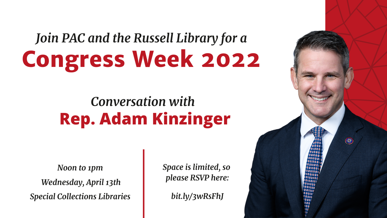 Flyer for Congress Week event with Rep. Adam Kinzinger.