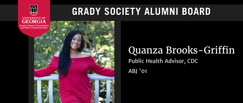 Graphic depicting Grady Society Alumni Board Member Quanza Brooks-Griffin