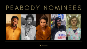 Pictures of Peabody Award nominees including The Wonder Years, The Queen of Basketball, Only Murders in the Building, American Insurrection and Yellowjackets