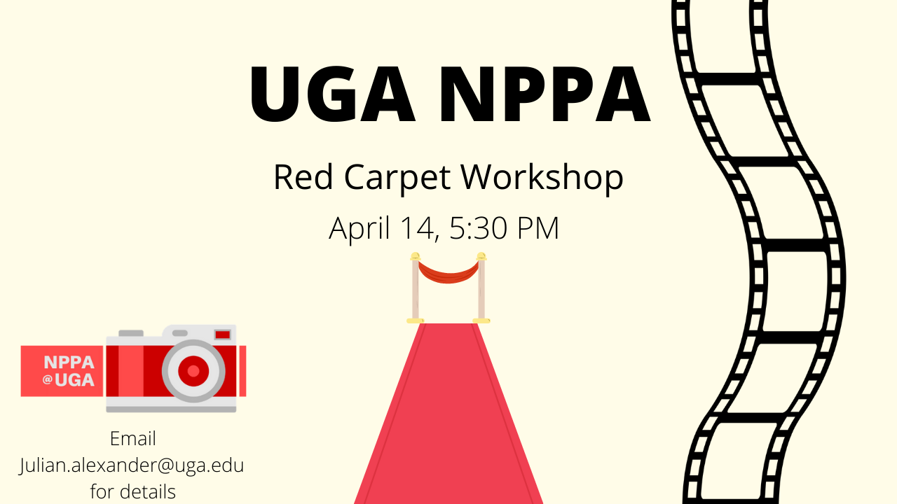 Flyer for the UGA NPPA Red Carpet Workshop.