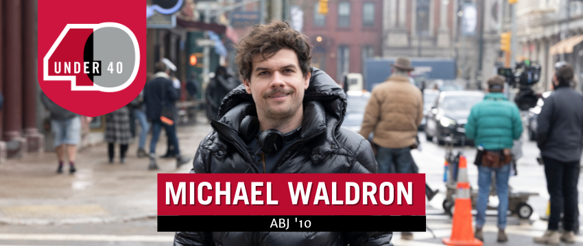 A graphic recognizing Michael Waldron as a UGA 40 Under 40 recipient.