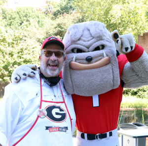 Dean Charles Davis poses with Hairy Dawg.