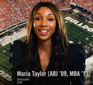 Screenshot of Maria Taylor giving a speech on the importance of mentorship.