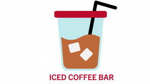Graphic advertising the iced coffee bar