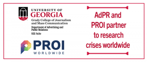 Title slide with logos announcing ADPR and PROI are partnering to research crises worldwide.