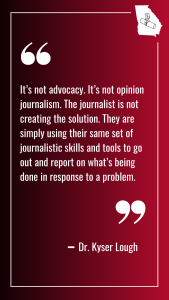A quote from Kyser Lough about the definition of solutions journalism.