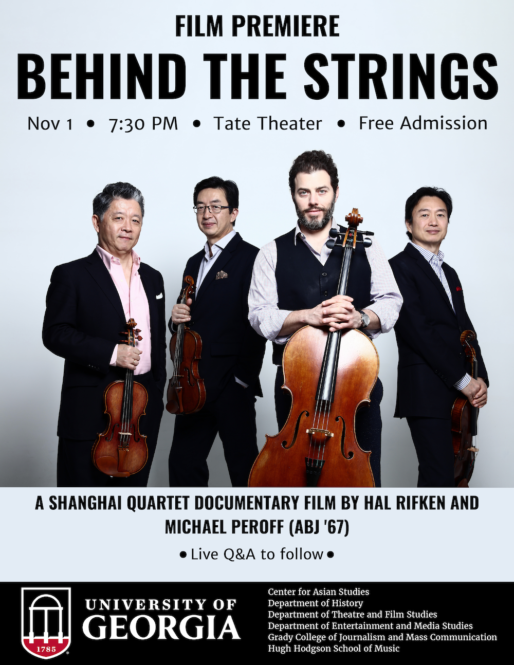 A flyer for the screening of Behind The Strings.