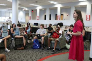 Students in the Journalism Summer Academy visited The Red & Black where Charlotte Norsworthy shared details about what it's like to work at a student newspaper. 