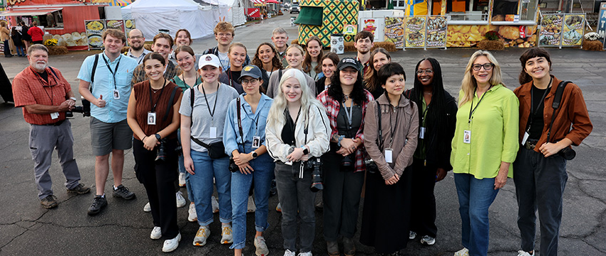 Group of students and mentors at the Georgia National Fair.