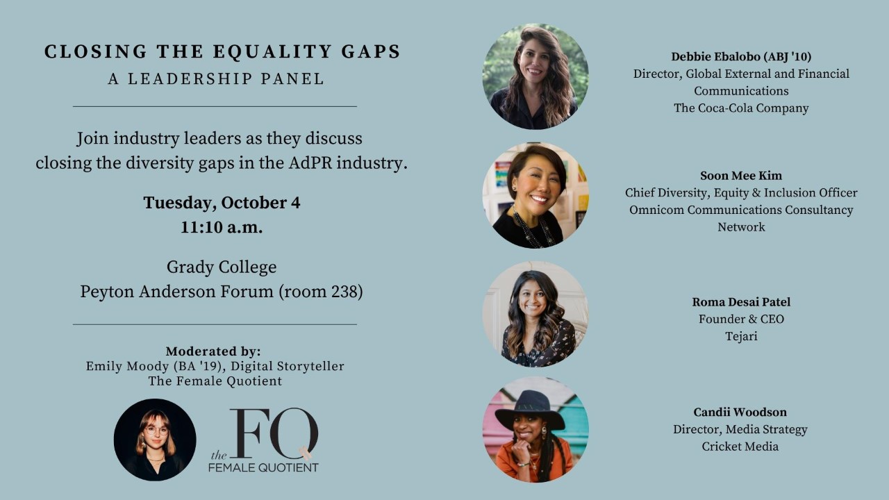 A flyer for the Coming the Equality Gaps Panel.