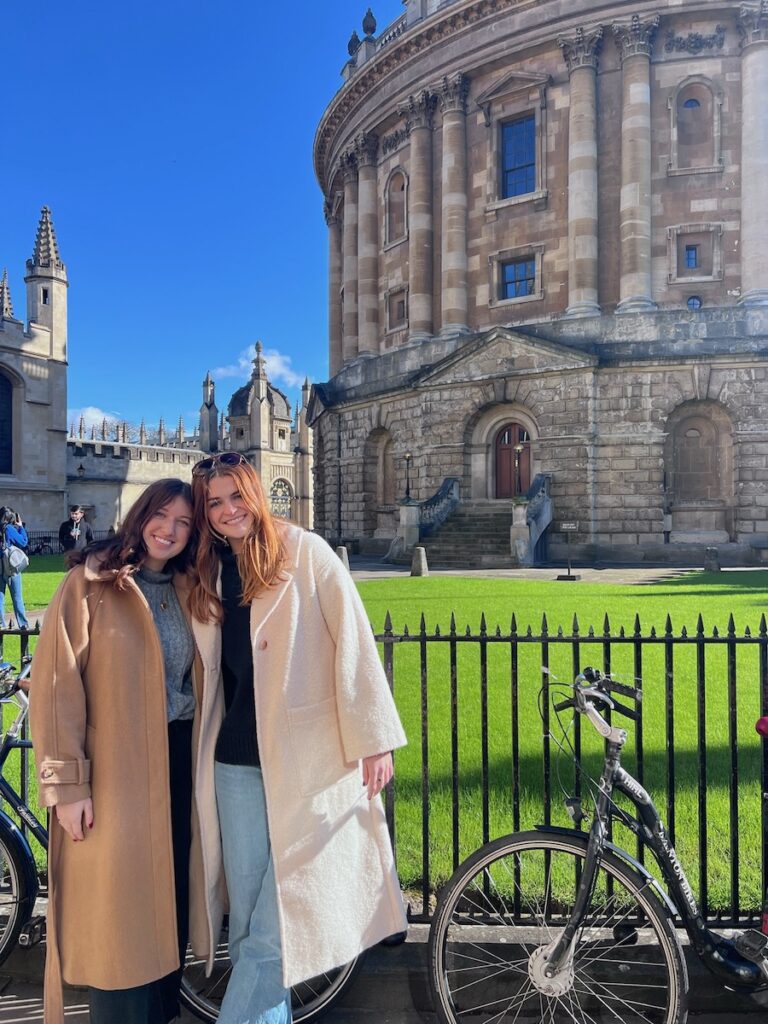 Maiolo (left) and Mary Anna Wearing (right) in front of the Radcliffe Camera, one of Oxford’s famous Bodleian Libraries.