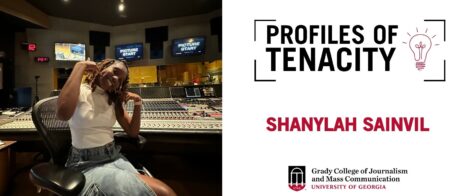 Shanylah Sainvil touring a recording studio in Los Angeles during summer 2024 (Photo/Shanylah Sainvil).