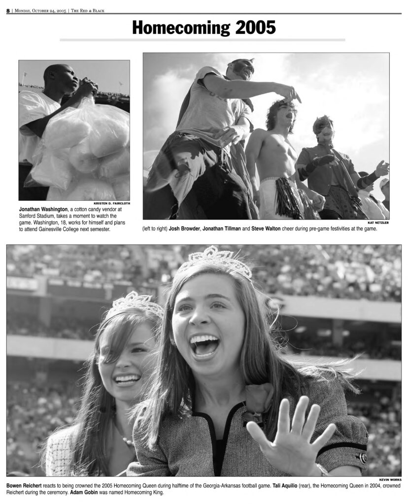 A tear sheet from The Red & Black featuring Homecoming pictures.