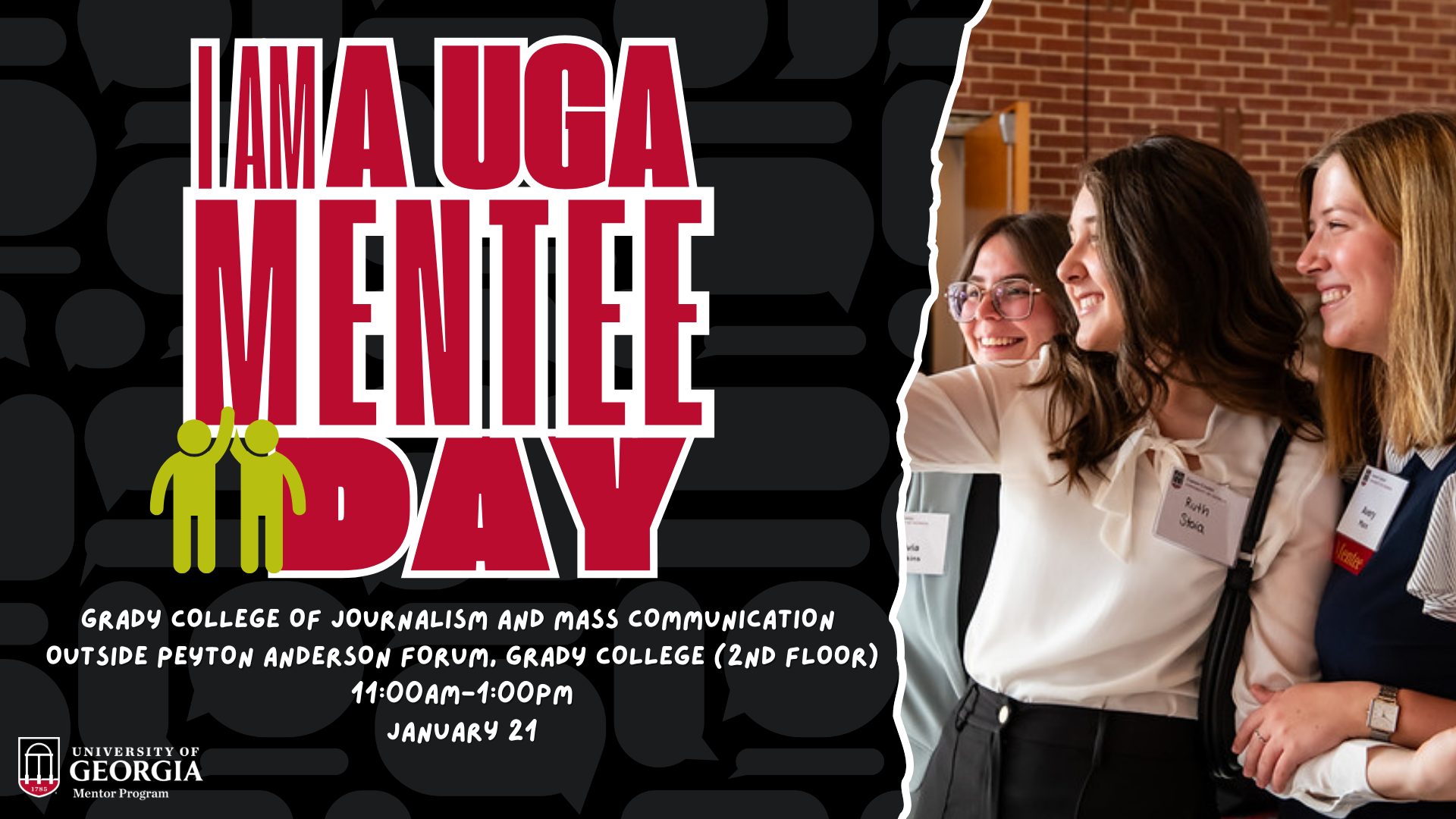 Photo of students and headline that reads "I am a Mentee Day."