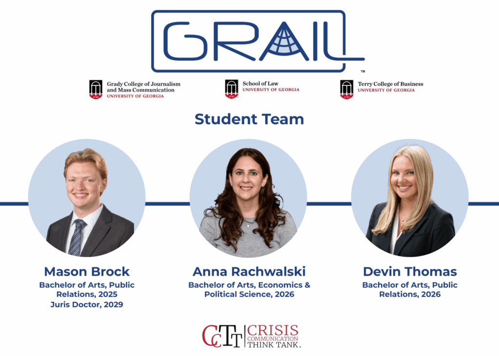 The GRAIL logo and headshots of the three students who make up the student GRAIL team.