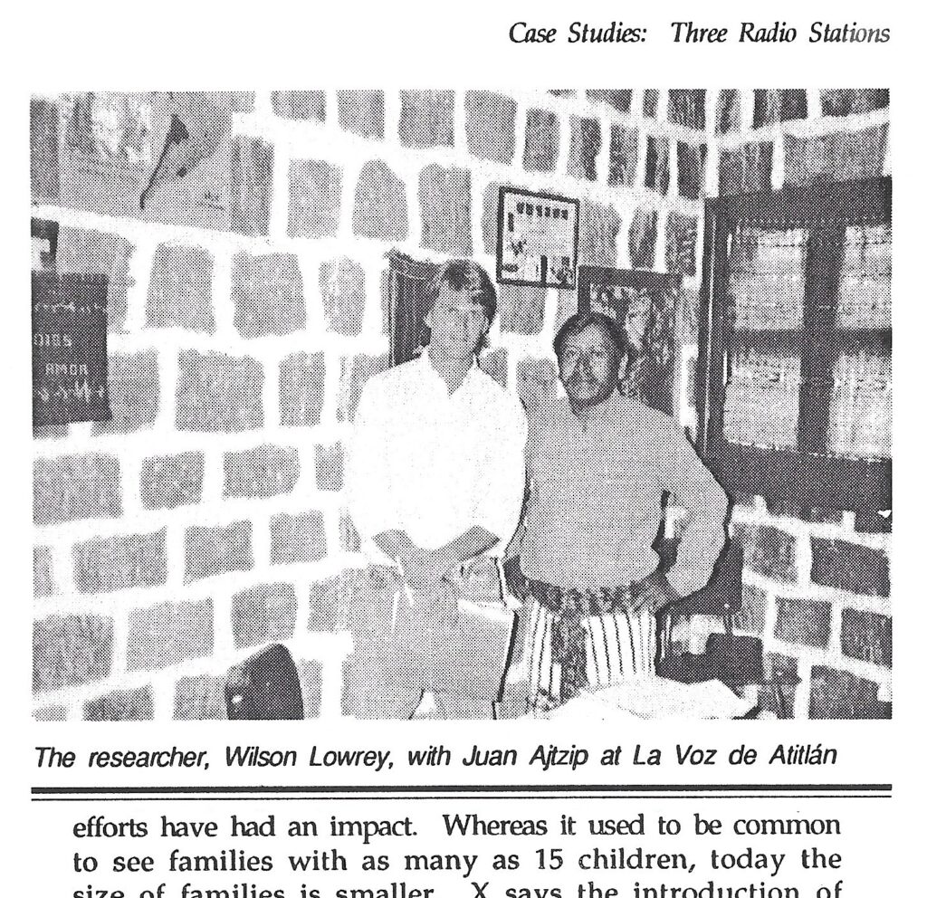 Wilson Lowrey is featured in a monograph by the Cox Institute about his research in Guatemala. He is pictured next to Juan Ajtzip, the director of La Voz de Atitlán.