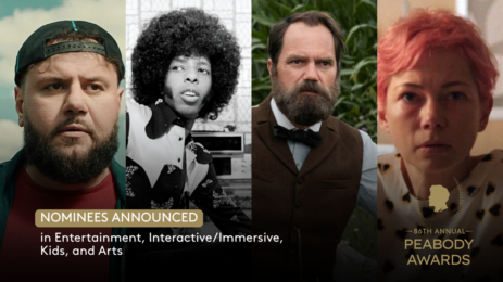 A series of four headshots and text that reads Nominees Announced in Entertainment, Interactive/Immersive, Kids and Arts