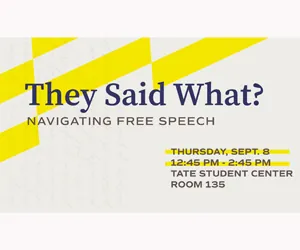 Billboard with details about Free Speech Event on Sept. 8