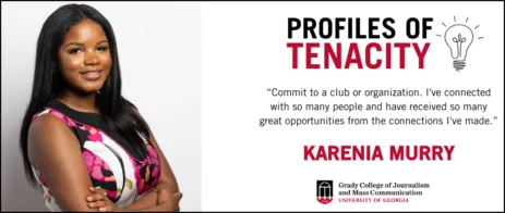 A profiles of tenacity graphic featuring a headshot of Karenia Murry.