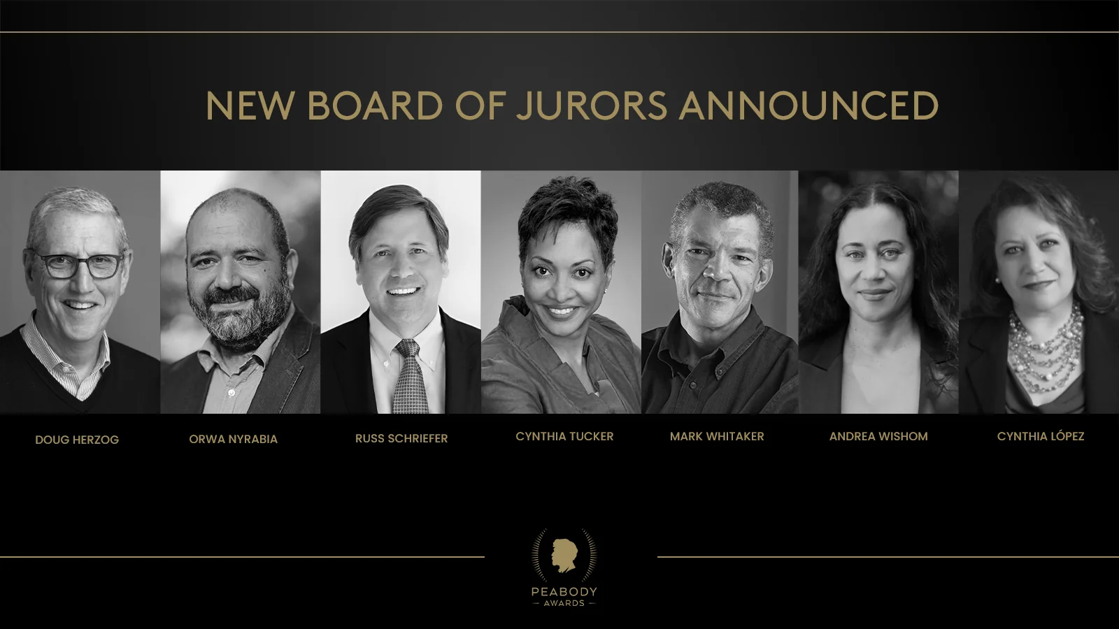 Headshots of new Peabody Awards Board of Jurors