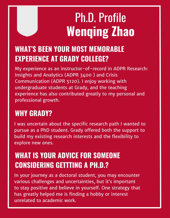 Informational box on Wenqing Zhao