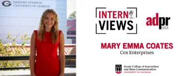 InternViews header graphic with headshot of Mary Emma Coates.