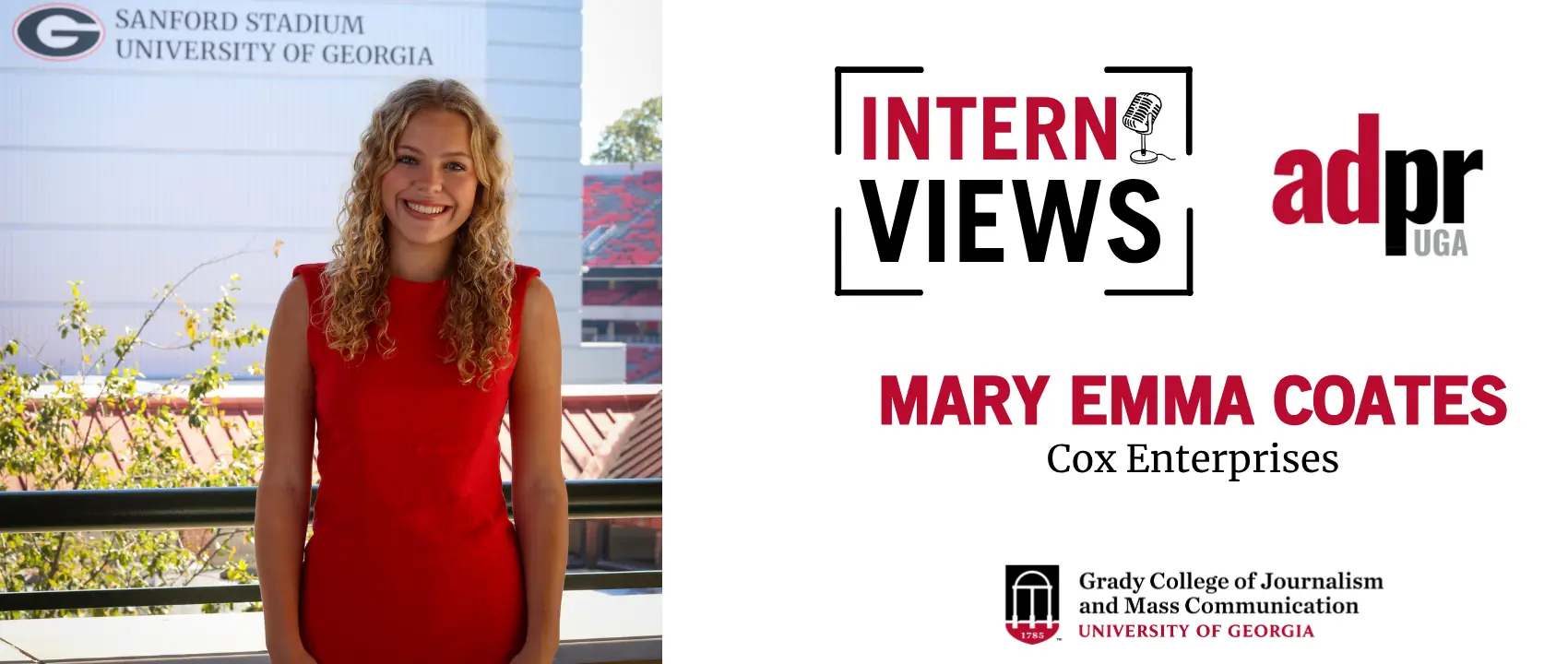 InternViews header graphic with headshot of Mary Emma Coates.