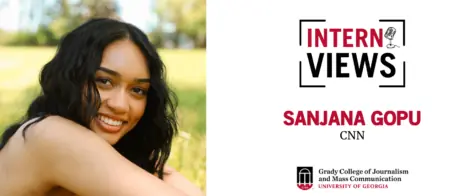 Headshot of Sanjana Gopu with an InternViews graphic.