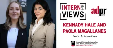 White InternViews header graphic with headshots of Paola Magallanes and Kennady Hale.