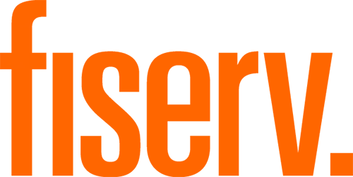 Orange text reading Fiserv